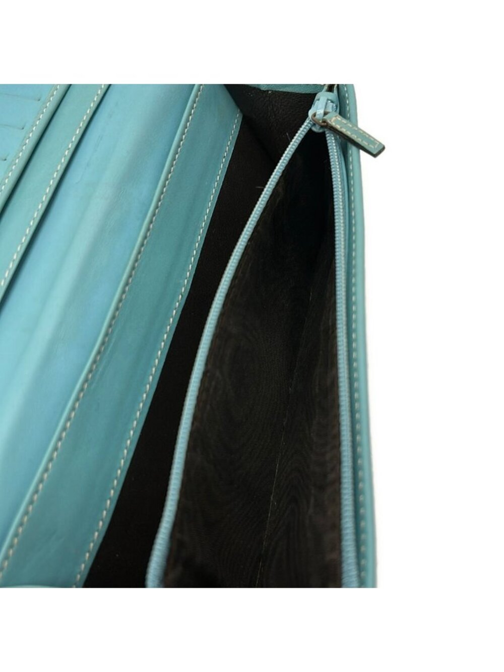 Gucci Wallet GG Pattern Light Blue Beige Dark Brown Leather - Picture 5 of 7